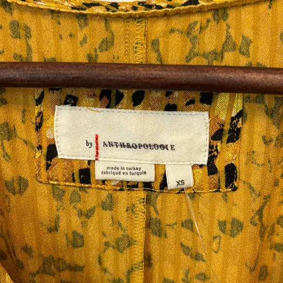 ANTHROPOLOGIE WOMENS MIDI LENGTH CINCHED WAIST MARIGOLD DRESS YELLOW BLACK XS - Picture 6 of 10